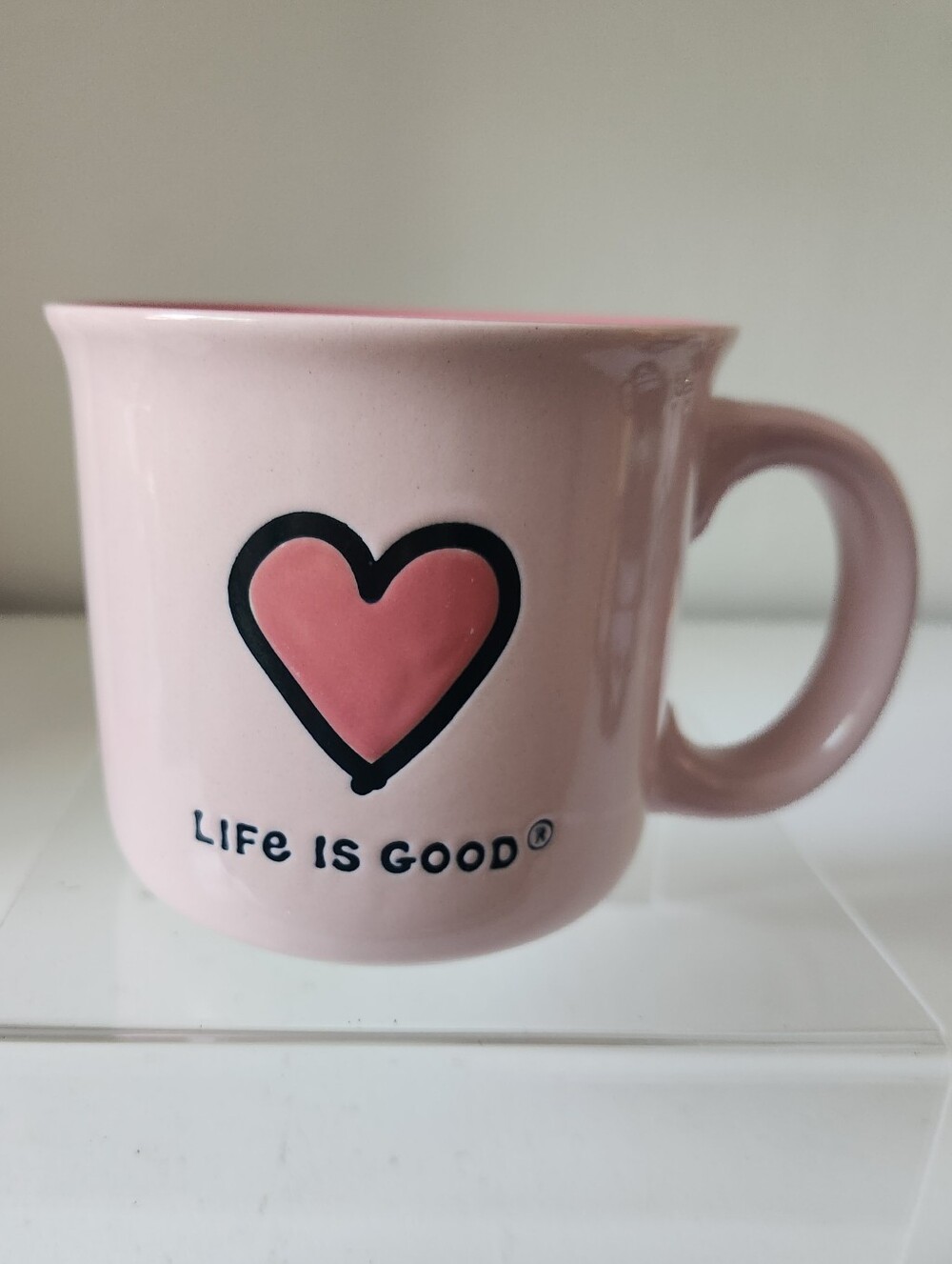 Life Is Good Pink Heart Ceramic Coffee Mug